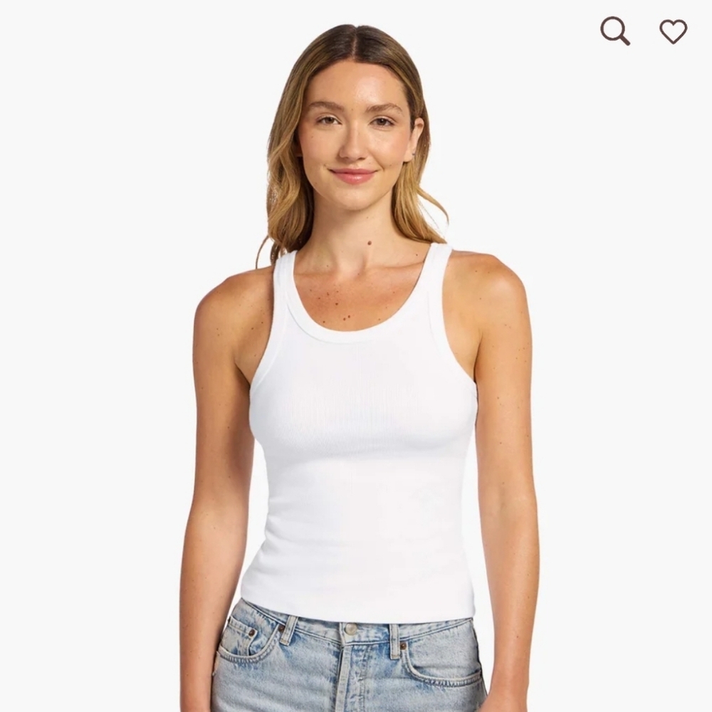 Nuuds White Essential Rib Tank Top